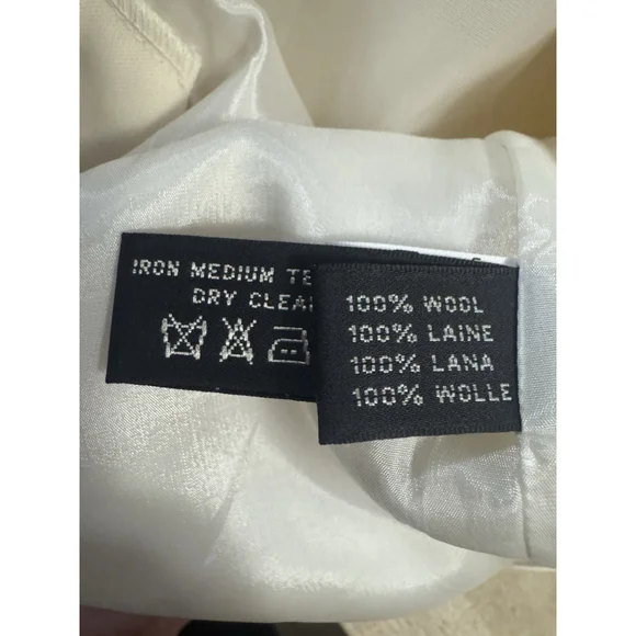 Ralph Lauren Black Label Made In USA Women’s Wool Cream Wide Leg Trouser Pants